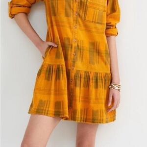 Anthropologie Pilcro Tangier Mini Shirtdress, XS, Yellow Motif, Excellent Cond.